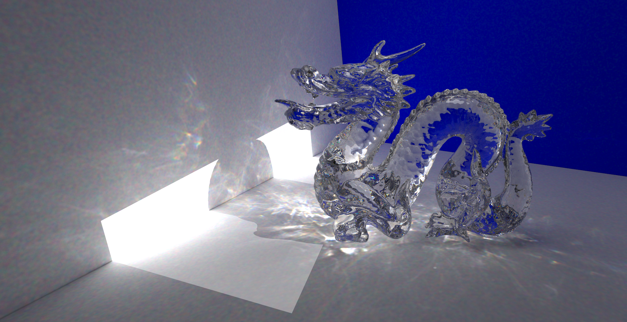 Path traced glass dragon